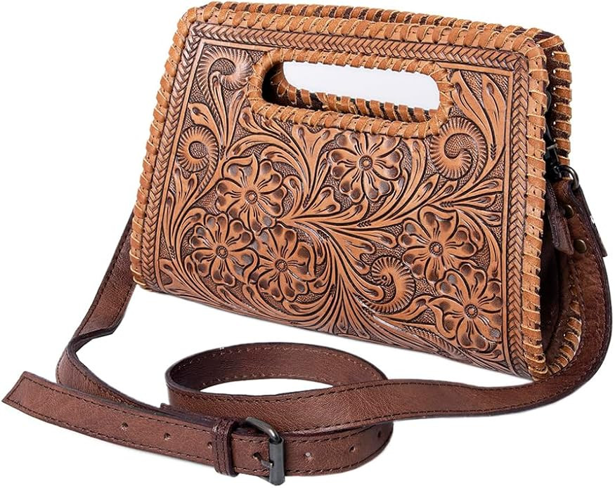 American Darling Clutch Hand Tooled Genuine Leather Western Women Bag Handbag Purse | Leather Clu... | Amazon (US)