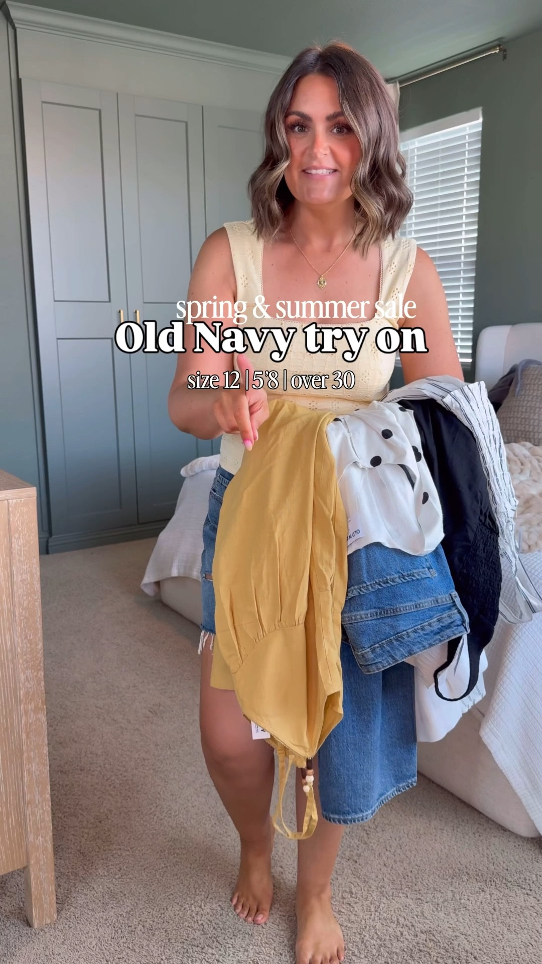 Old Navy try-on *all on sale!!*
Shorts, 14 (sized up 1)
Yellow tank, large
White eyelet top, large
Blue top, medium
Blue skirt, large
White linen pants, large
Green tshirt, large
Mustard yellow dress, medium
Denim jacket, XL
Striped dress, medium
Black linen dress, medium (need large)
Jeans, 12
Polka dot top, large
Black loungewear set, large top & pants

Size 12, midsize, spring outfits, summer outfits, vacation outfits, spring dress, summer dress, Mother’s Day, graduation dress, workwear, casual style

#LTKSaleAlert #LTKMidsize #LTKgrwm