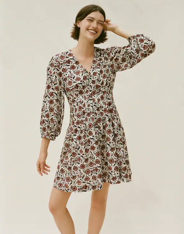 V-Neck Pintuck Mini Dress | Madewell
