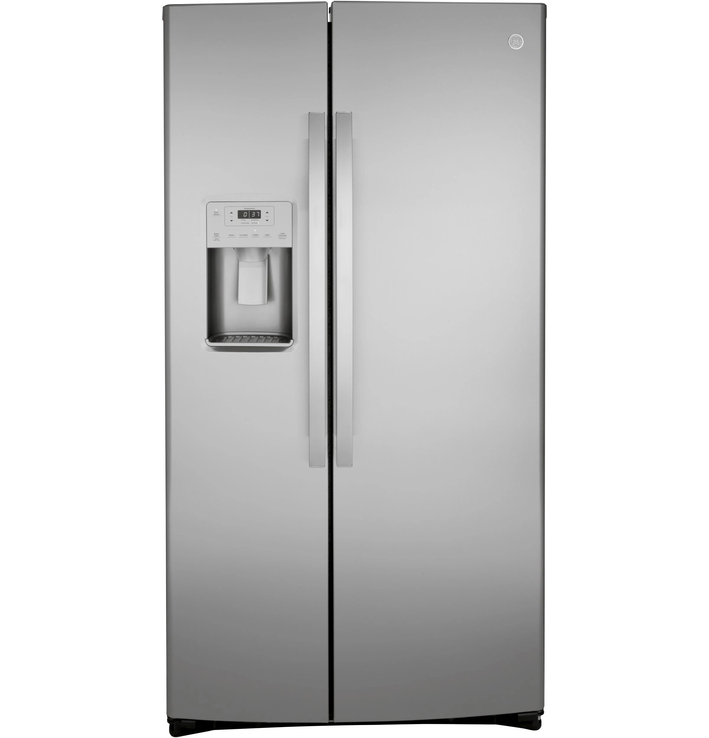 GE 21.8-cu ft Counter-Depth 36-in Wide Side-by-Side Refrigerator with Ice Maker ,Water and Ice Dispenser ( Fingerprint Resistant Stainless Steel ) | Lowe's