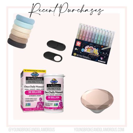 recent Amazon purchases 🍀 

1. finally pulled the trigger on these seamless hair ties that don’t pull your hair - they’re thick and stay put

2. these glitter gel pens that take me back to 2003 💫 they’re made in Japan and give me all the kawaii nostalgia I’ve been wanting for my journaling 📓

3. laptop privacy screens for your webcam - these are sleek and discreet!

4. my favorite pop socket I keep buying again and again 

5. hot girls have tummy issues and these probiotics are life changing - I take these once a day and have noticed such a big difference especially with bloat! these are a must have for me

#LTKunder50