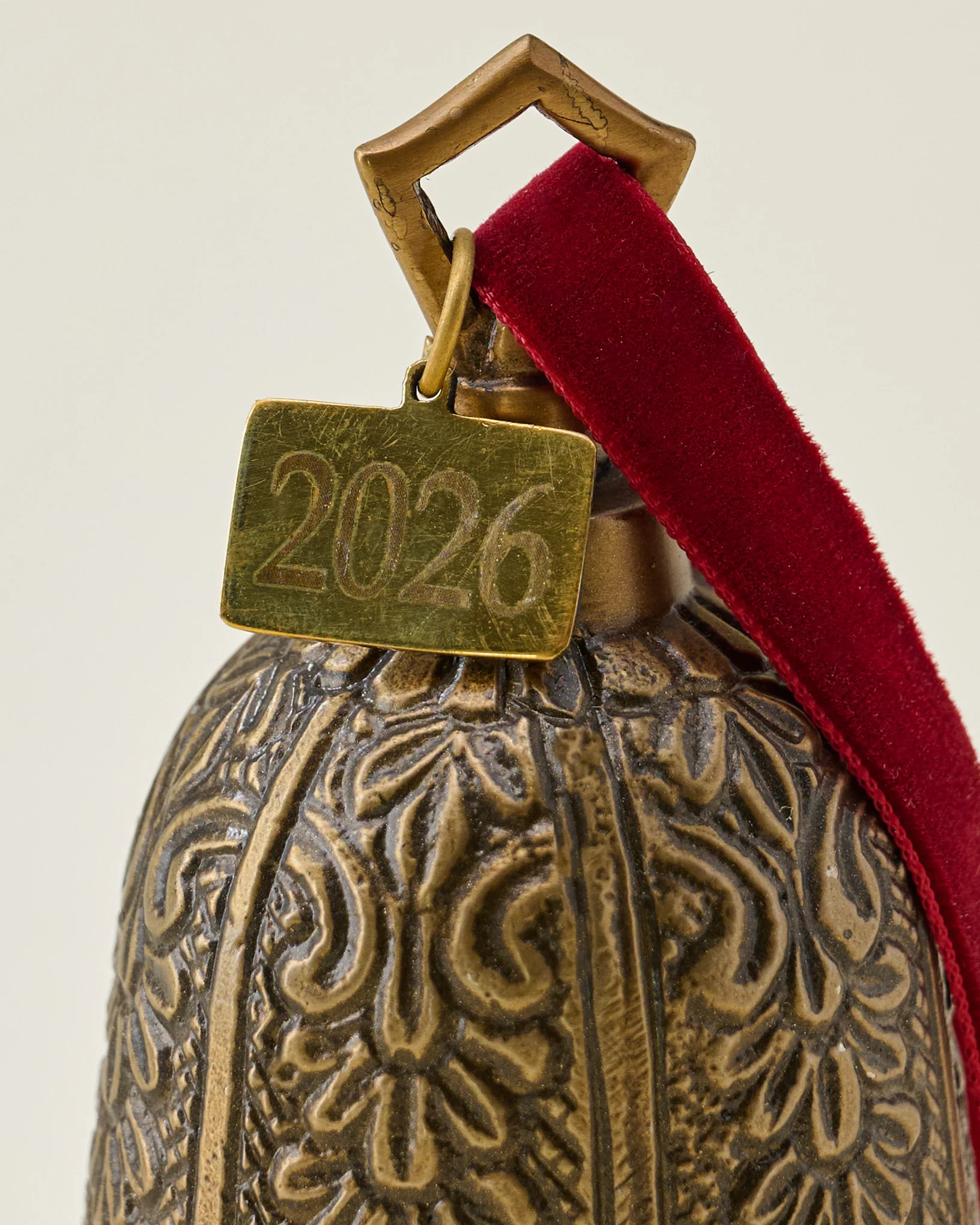 Antique Brass Floral Bell Ornament | Magnolia