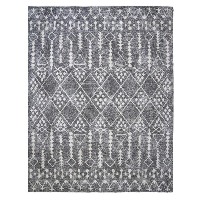 allen + roth Drisana 8 x 10 Gray/Ivory Indoor Moroccan Area Rug | Lowe's