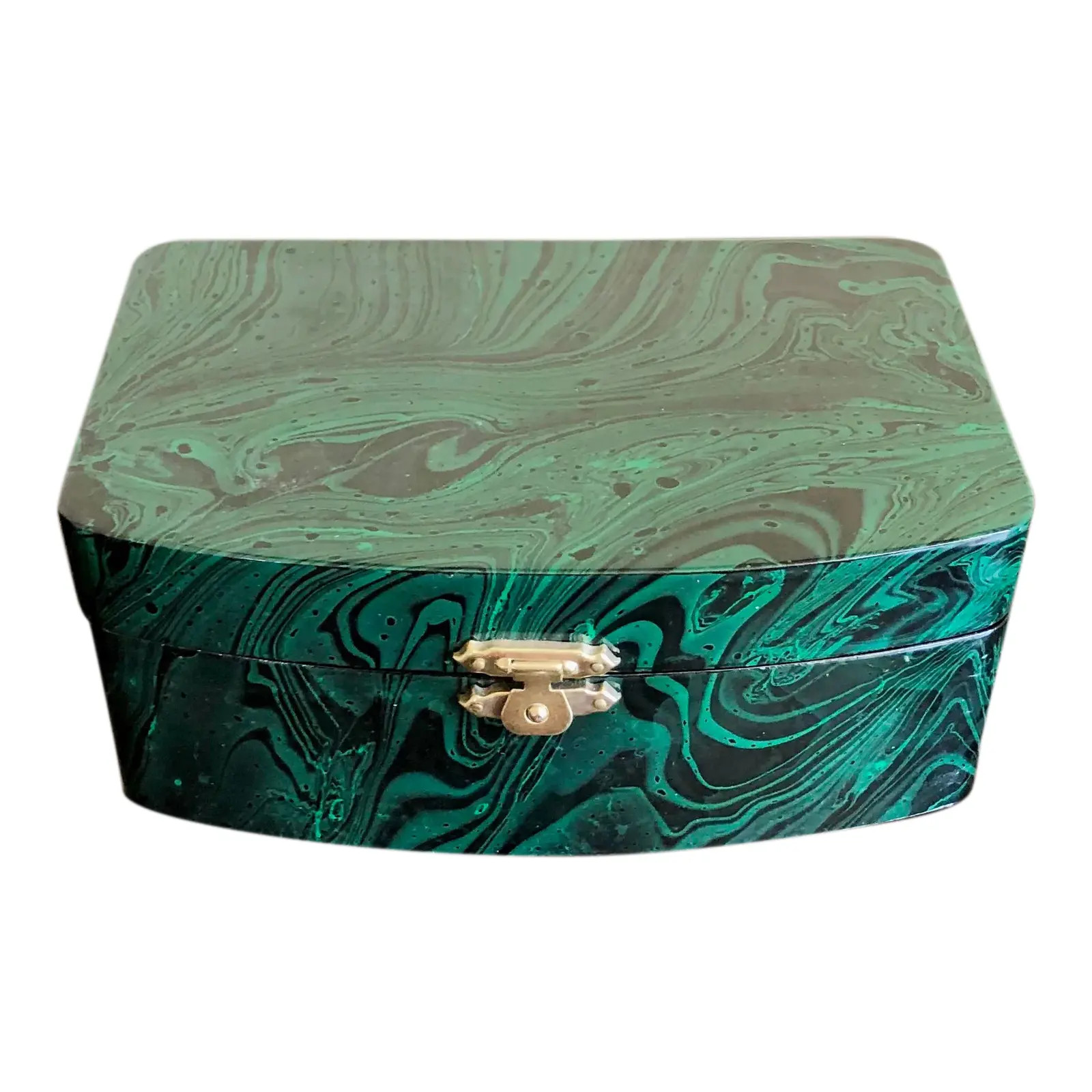 Faux Malachite Lacquer Box | Chairish