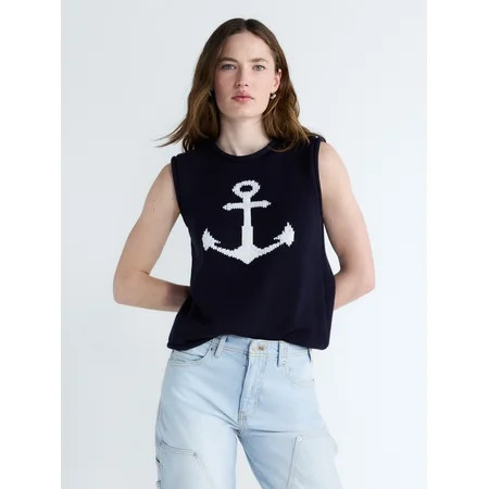 Free Assembly Women s and Women s Plus Roll Neck Sleeveless Cotton Sweater Lightweight Sizes XS-4X | Walmart (US)