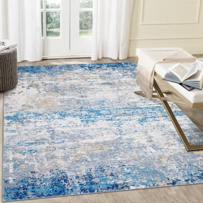 9'x12'Gray Blue Modern Abstract Streak Area Rug, Non Slip Washable Low Pile Decor Carpet for Living Room Bedroom Indoor Home Decor | Target