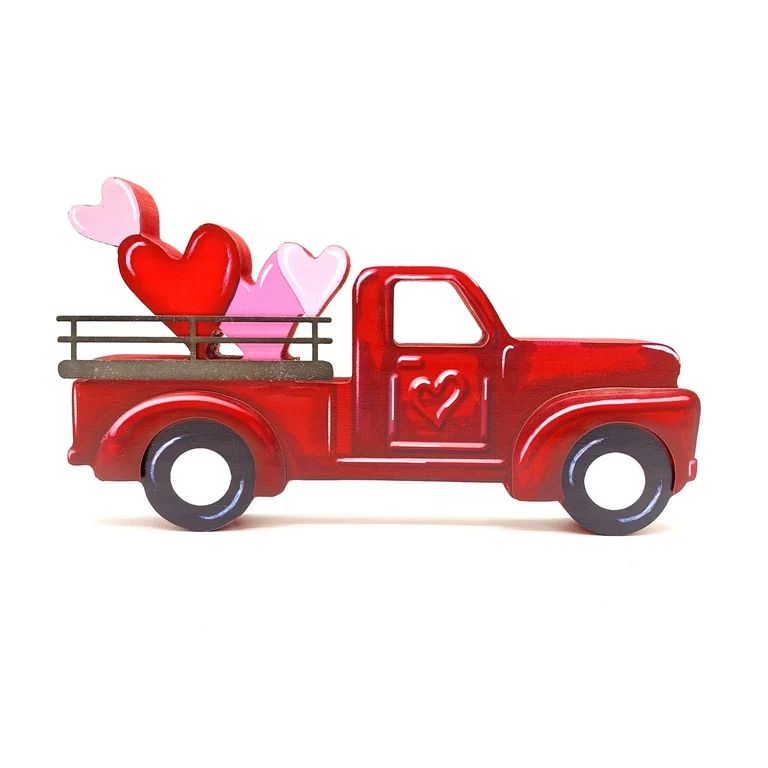 Way to Celebrate Valentines Red Wood Truck Table Decoration, 9" | Walmart (US)