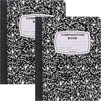 Emraw Marble Composition Notebook Wide Ruled Black and White Composition Books 100 Sheets (2 Pack... | Amazon (US)