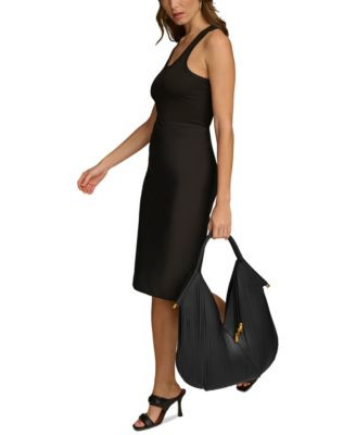 Donna Karan Baldwin Large Laser-cut Shoulder with Leather Wrapped Rounded Handle - Macy's | Macy's