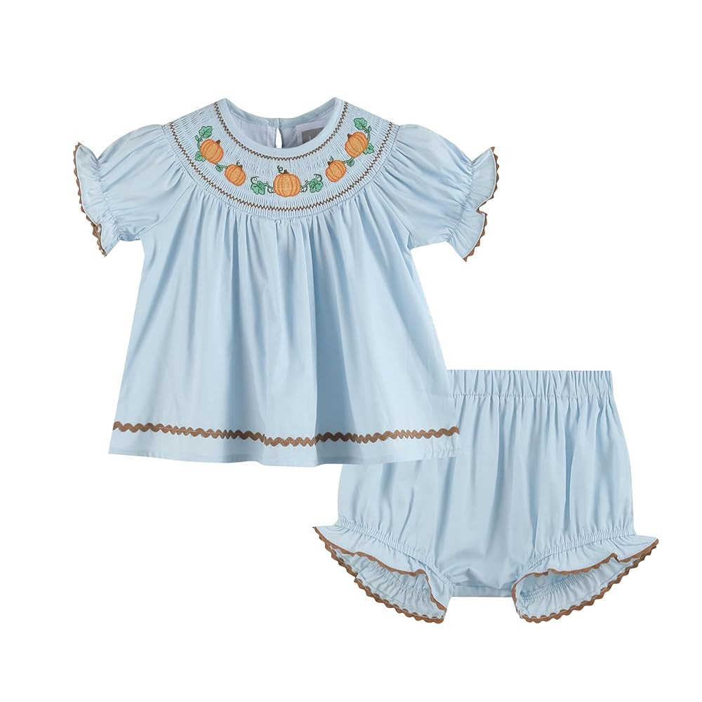 Blue Pumpkin Gingham Smocked Dress and Bloomers Set | Amazon (US)
