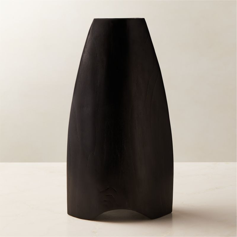 Kinsale Black Teak Wood Vase + Reviews | CB2 | CB2