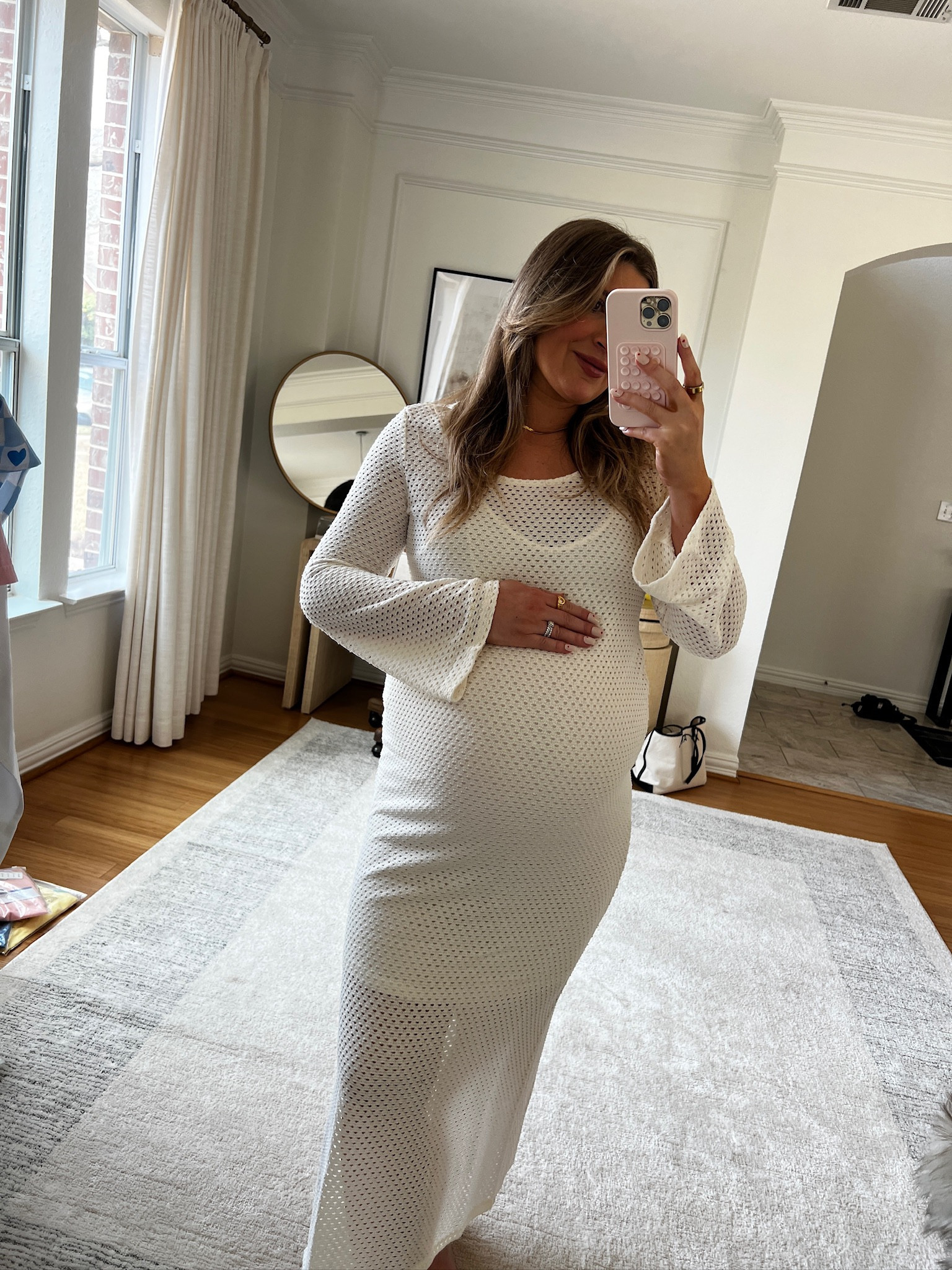Loving this long knit dress! Bump-friendly and would be perfect for a baby moon or spring break travels!! 

 Scoop neck dress, outfit idea, mom outfit, bump friendly dress, white dress summer dress, midi dress, casual outfit, maternity-friendly dress, pregnancy outfit, summer fashion, lightweight dress, neutral outfit, vacation outfit, beach dress

