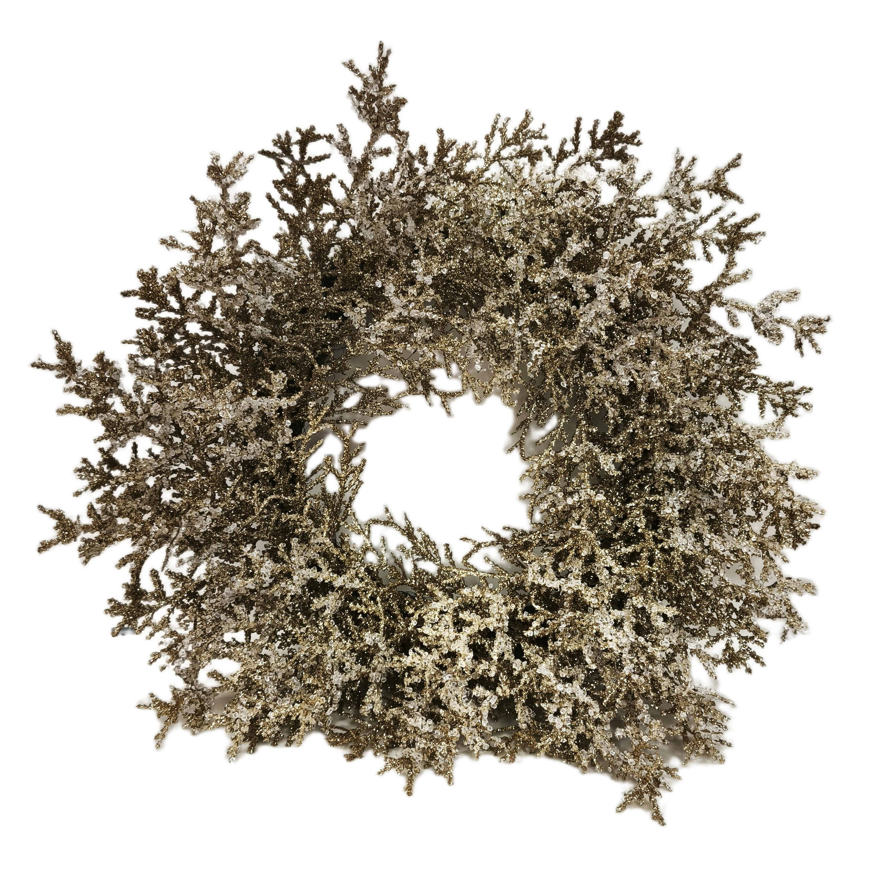 Iced Cedar Artificial Christmas Wreath, Champagne Gold, 24", by Holiday Time - Walmart.com | Walmart (US)