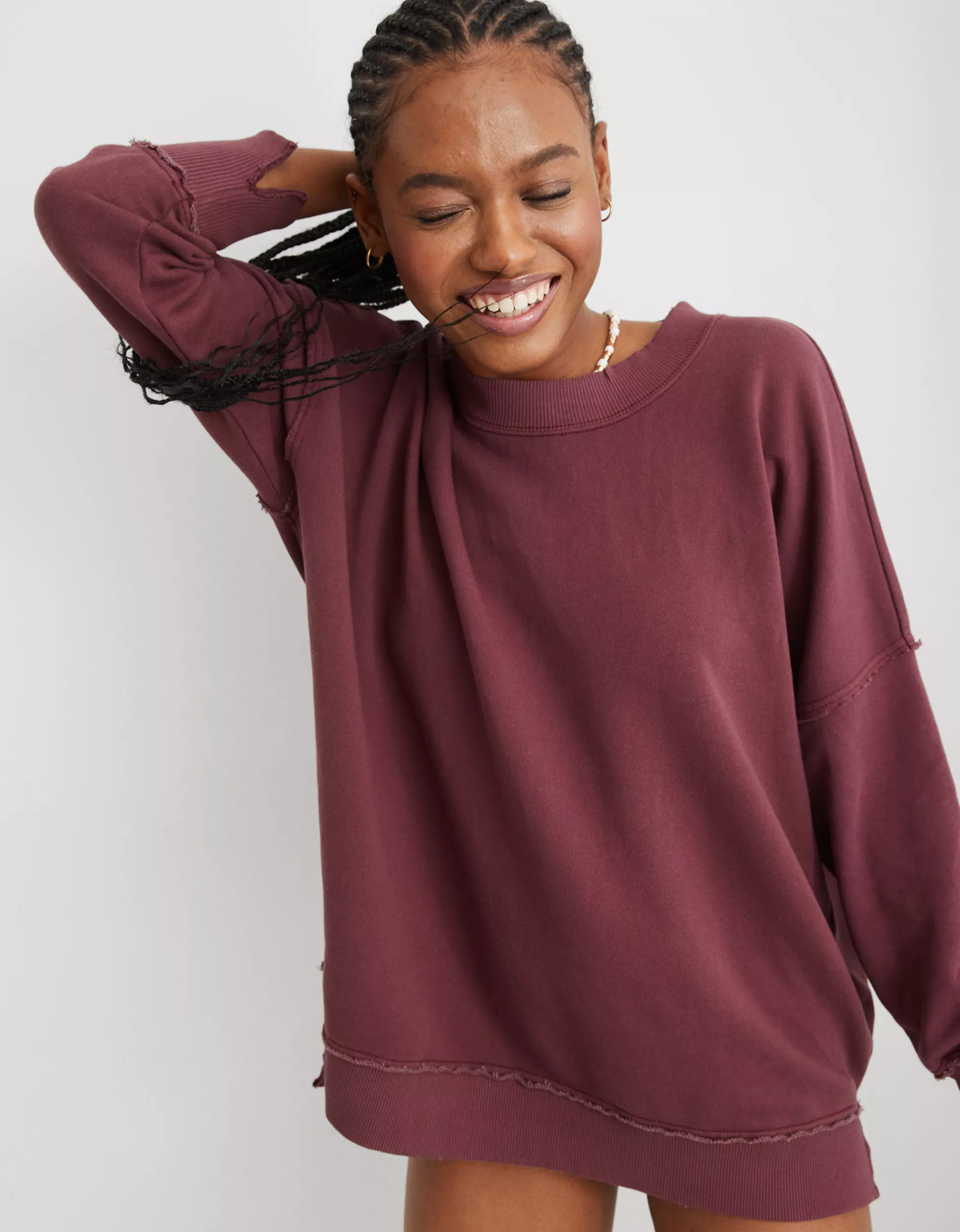 Aerie The Happiest Oversized Crew Sweatshirt | Aerie