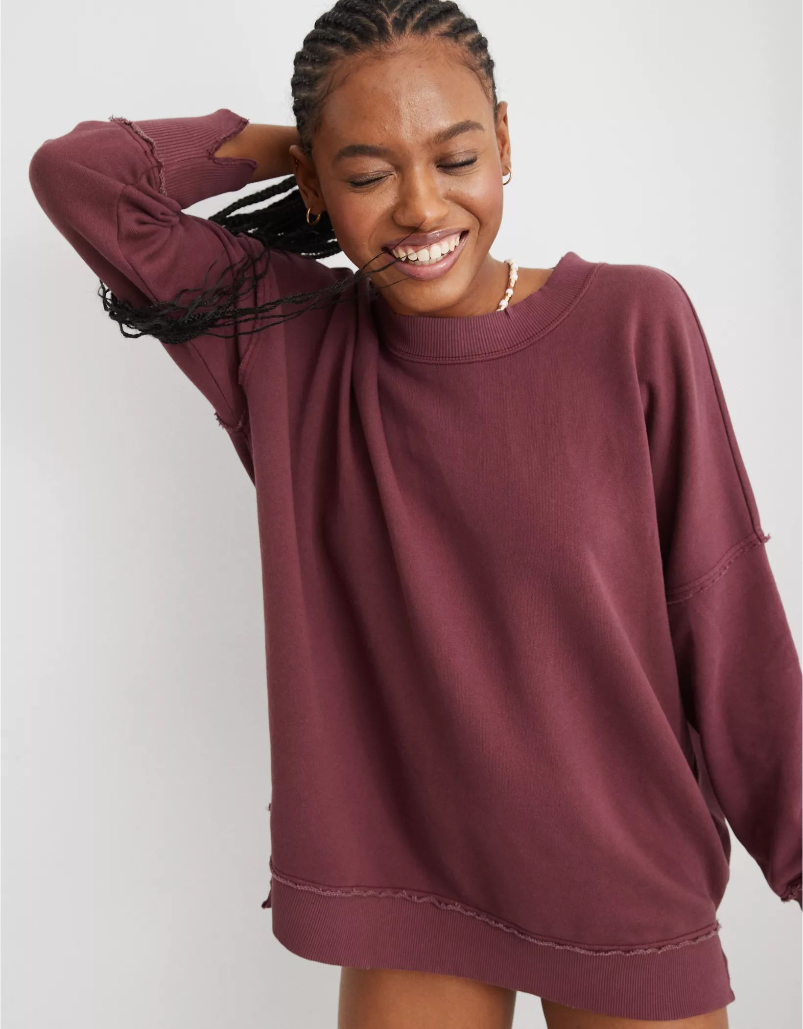 Aerie The Happiest Oversized Crew Sweatshirt | Aerie