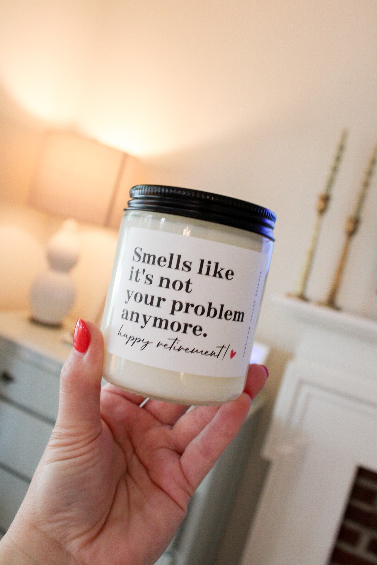 Retirement gift idea 🤍 paired this with a gift card to the nail salon for my mother in law who just retired. Thought this candle was so sweet!

#LTKdayinmylife #LTKHome #LTKU
