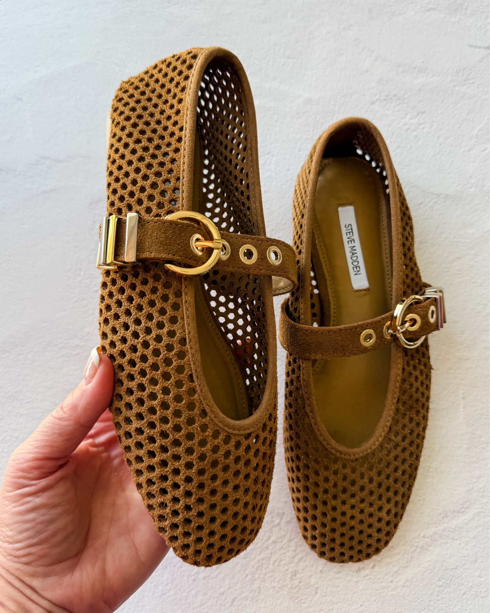 Steven Madden Lela Perforated Mary Jane Flats in Tan

#LTKSeasonal