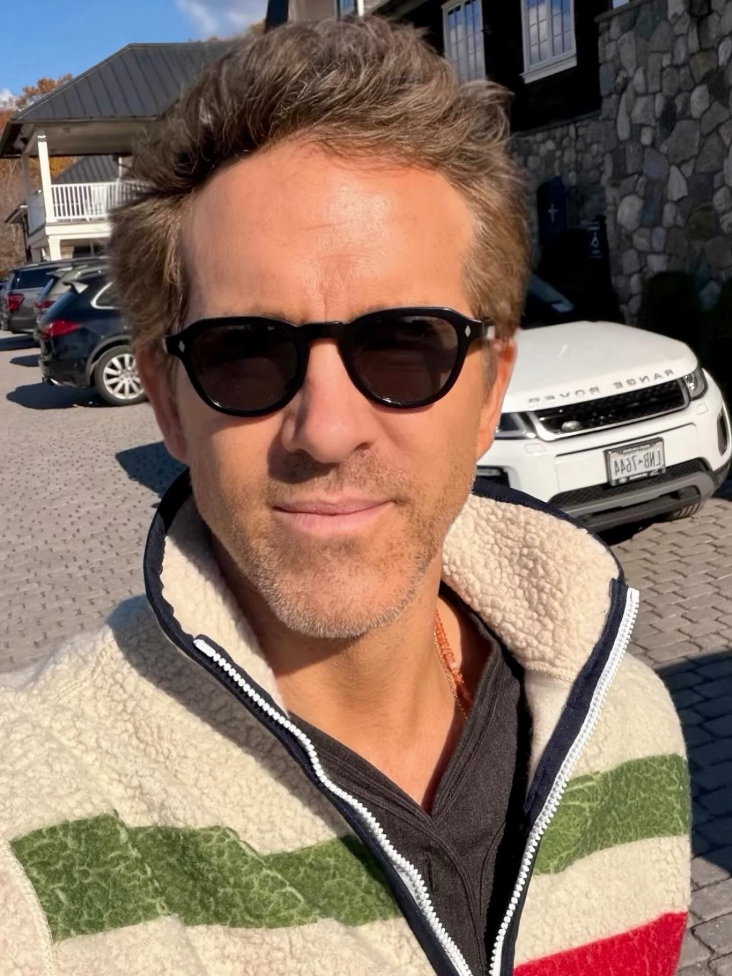Ryan Reynolds wearing a striped fleece jacket by Drakes

#LTKMens #LTKOver40