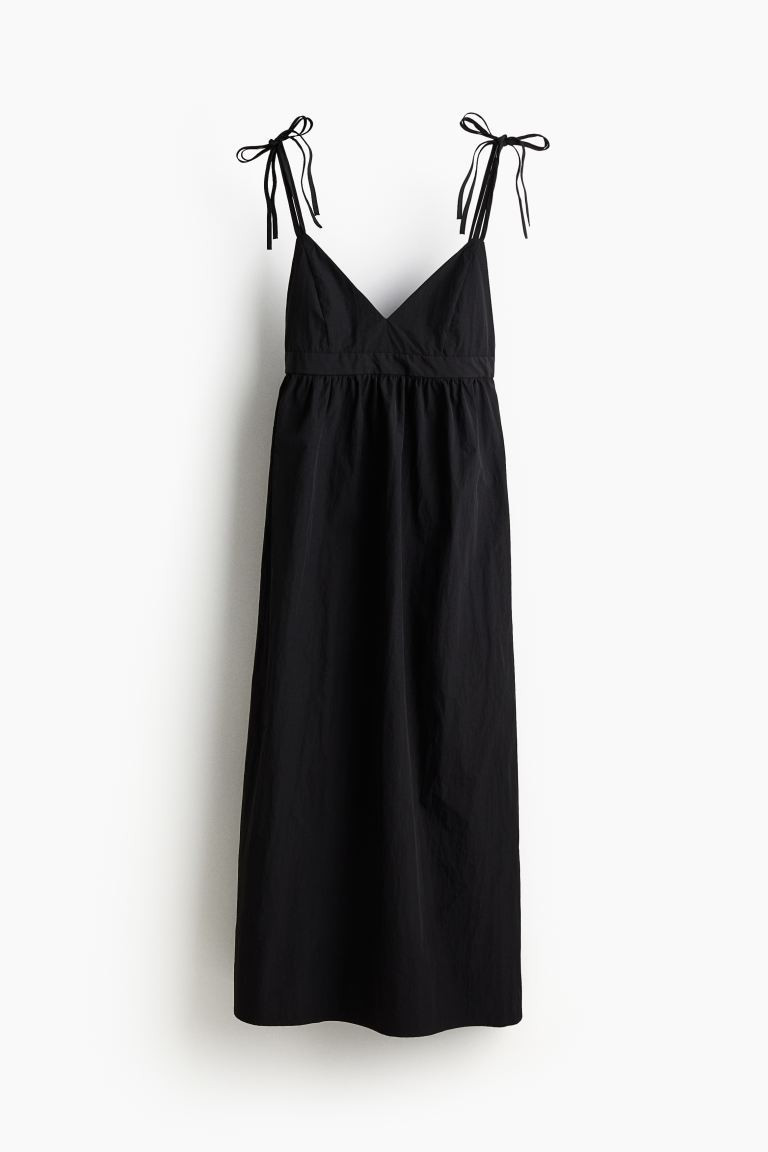 Robe en nylon avec bretelles à nouer - Encolure en V - Sans manches - Noir - FEMME | H&M FR | H&M (FR, IT, ES, PT, BE)