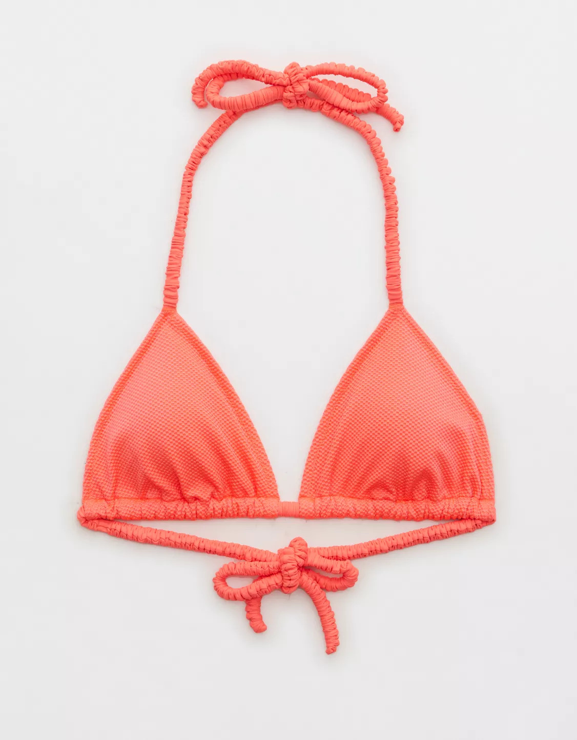 Aerie Shine Pique Scrunchie Tie String Triangle Bikini Top | Aerie