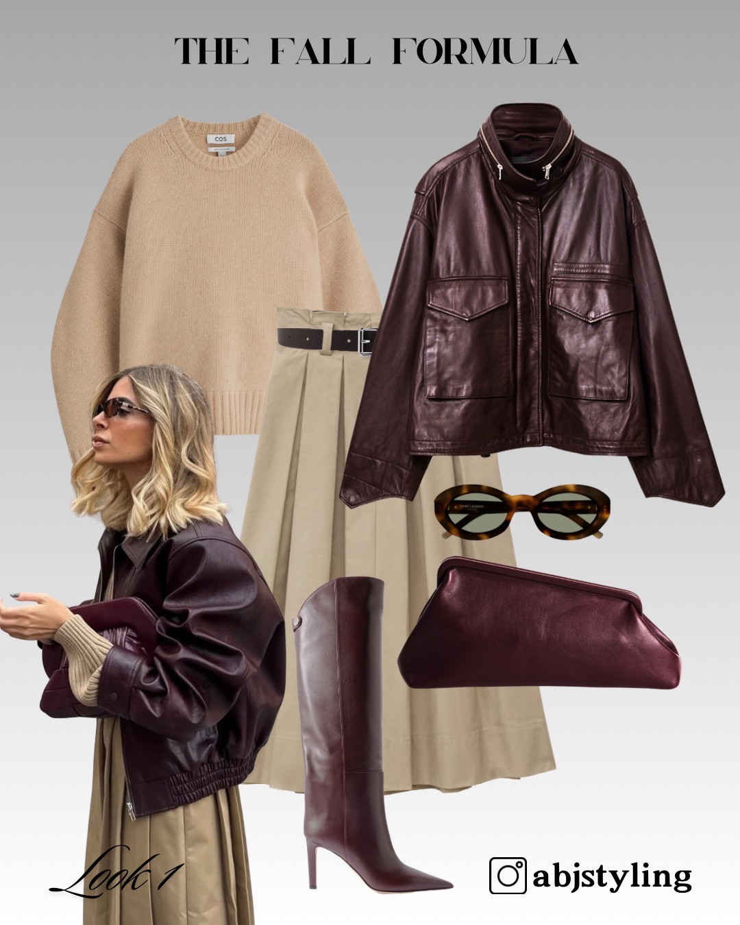 The Autumn Formula | Look 1

This is such an easy formula to recreate: a camel knit, pleated midi skirt, burgundy leather jacket and pointed knee-high boots.

The lighter knit softens the deeper burgundy leather, while the neutral skirt keeps the whole look incredibly wearable. I love the tonal accessories here rather than introducing another colour.

Styling tip: Let the knit cuffs show underneath the leather jacket. That small bit of layering makes the outfit feel much more considered and ties the camel skirt and knit together.

A formula I’ll definitely be borrowing for my own autumn wardrobe.

#LTKautumn #LTKuk #LTKFashionMonth