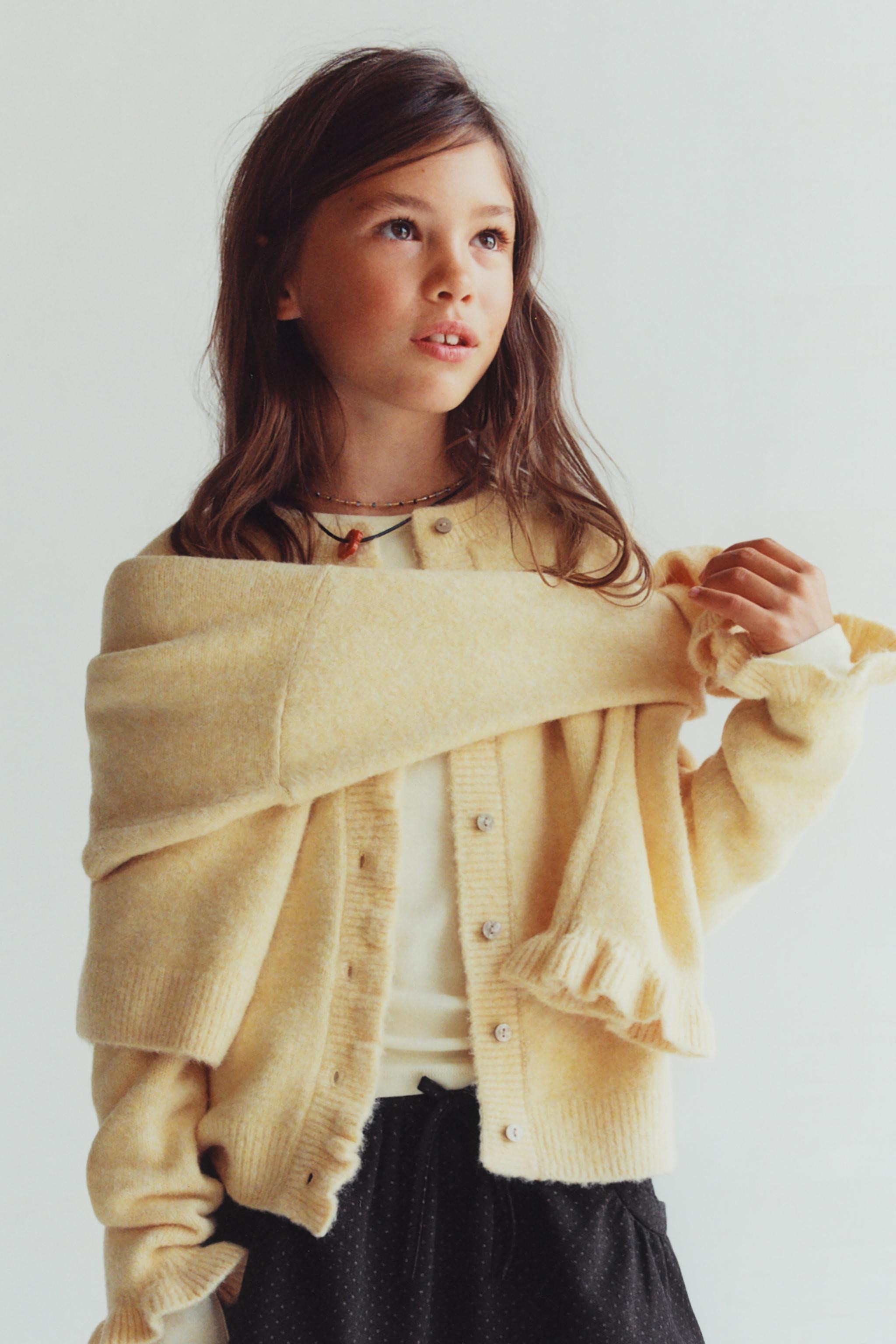 RUFFLED WOOL KNIT CARDIGAN | Zara US