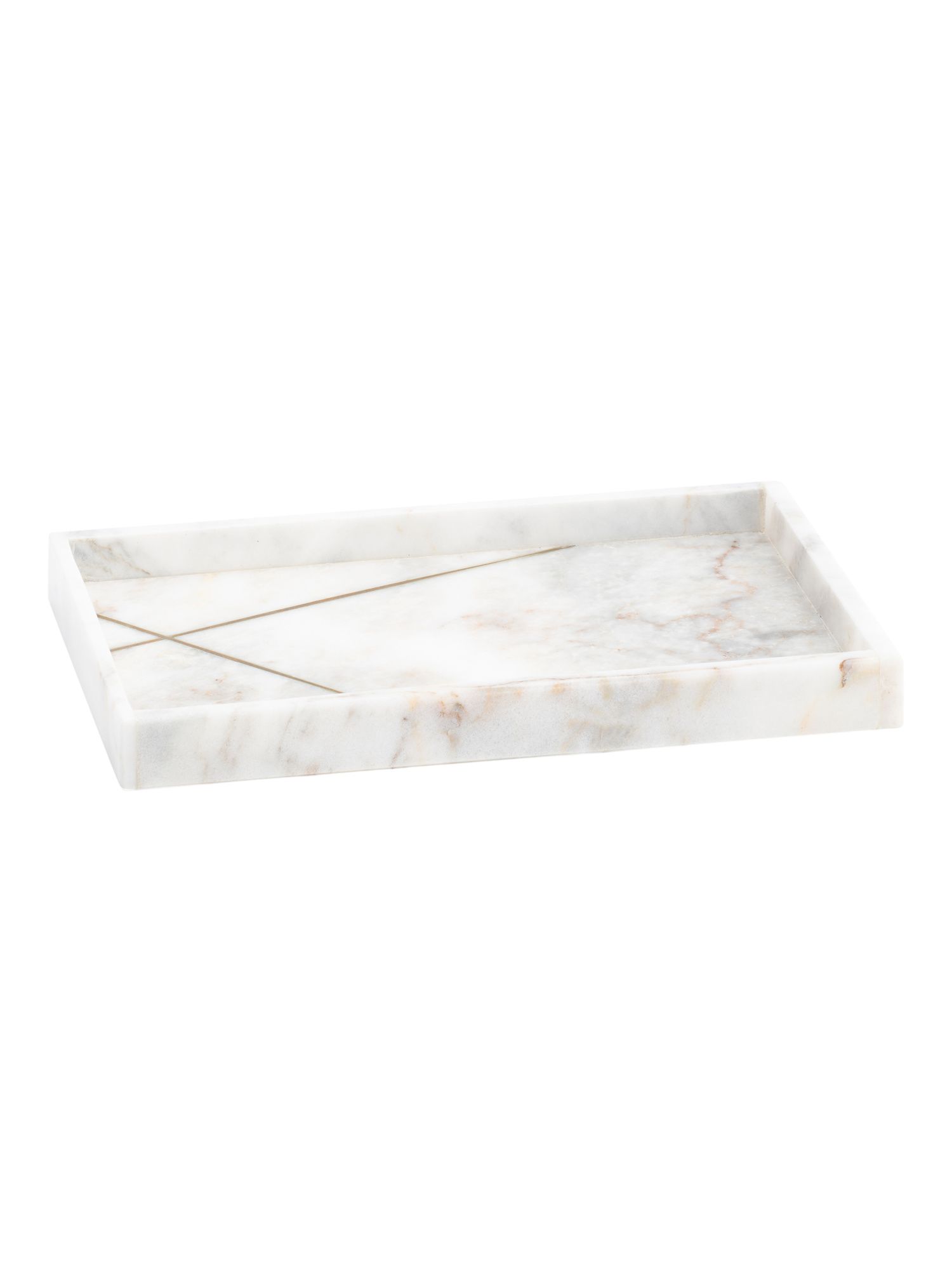 12x8in Marble Brass Inly Detail Tray | TJ Maxx