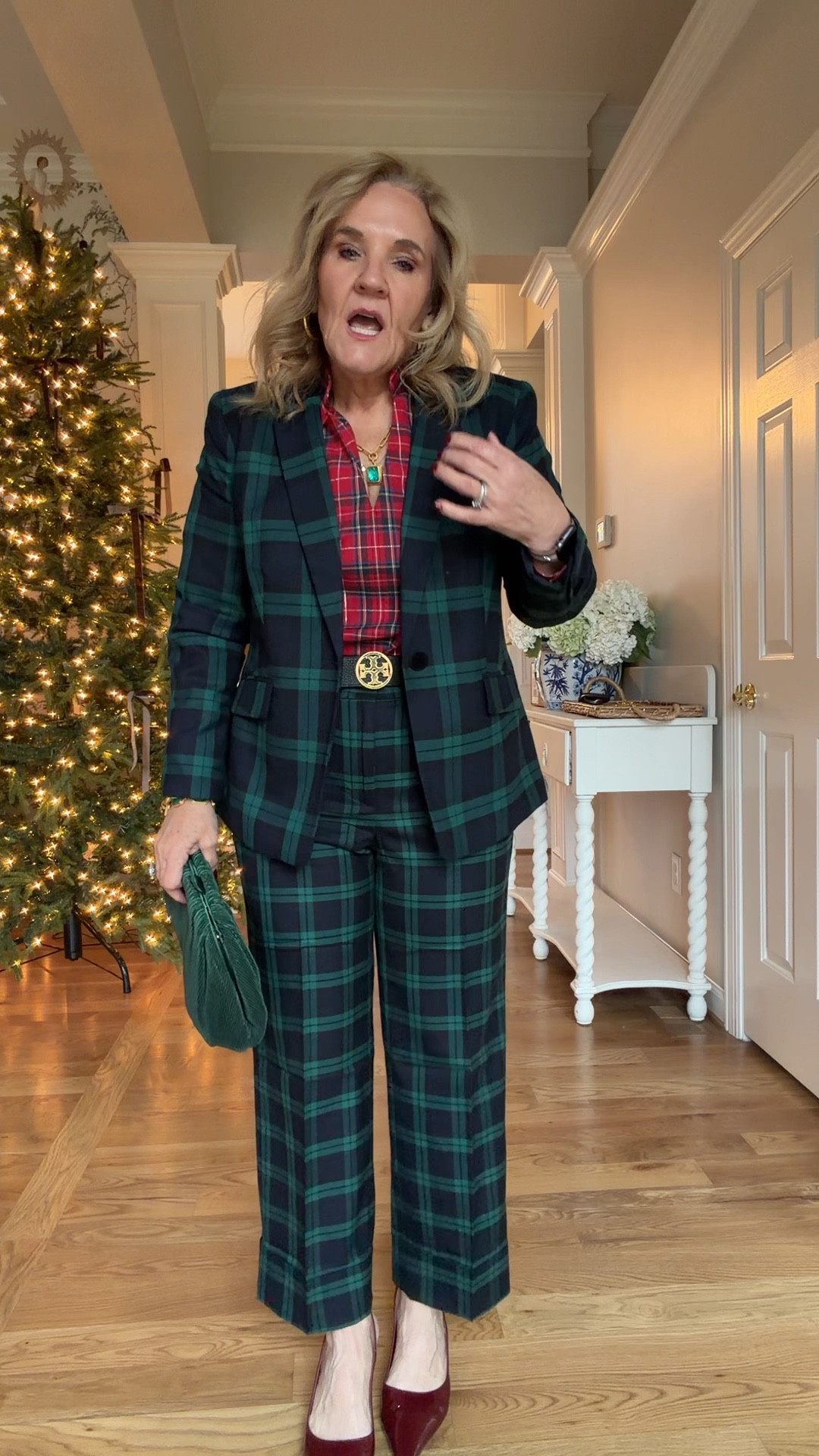@talbots black watch plaid the blazer plaid is larger than the pants and I love it 
Blazer 10 petite 
Pants 8 petite 
Quilted jacket med petite 
Gold turtleneck 1.0
Amazon puffer medium 
Shimmer navy cable sweater medium petite 
Loft evergreen crochet sweater medium 
Stewart plaid blouse medium I’ll link similar too 

#LTKOver40 #LTKHoliday #LTKSaleAlert

#LTKootd #LTKPetite