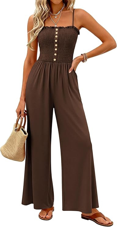 PRETTYGARDEN Jumpsuits for Women Dressy 2026 Summer Sleeveless Casual Wide Leg Rompers Spring Cru... | Amazon (US)