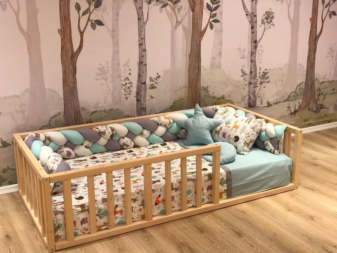 Montessori Floor Bed | Pine Tree Toddler 17"Bed Frame , Wood Bed Frame | Gift For Kids Room Decor | Etsy (US)