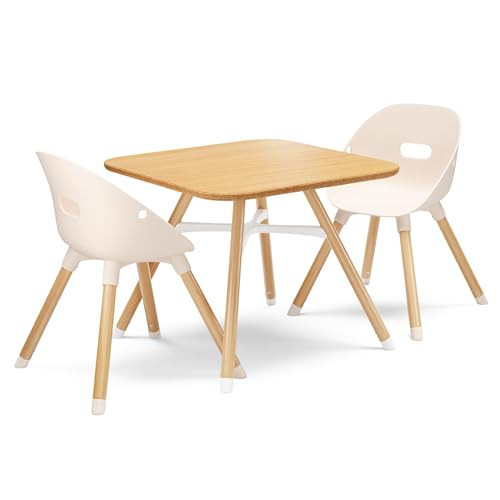 Lalo The Play Kit - Kids Table & Chairs Set with Sustainably Sourced Wood Table & 2 Non-Toxic Bucket Seat Chairs - Safe & Comfortable - Natural/Grapefruit | Amazon (US)