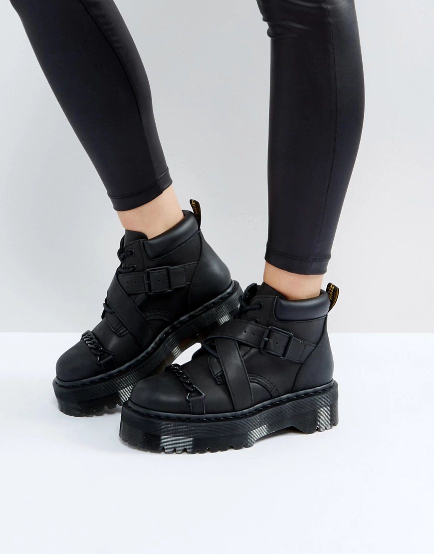 Dr Martens Beaumann Cross Strap Chunky Flatform Boots-Black | ASOS (Global)
