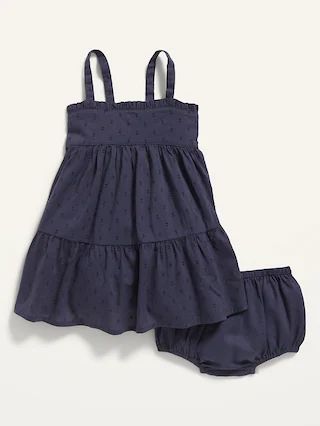 Sleeveless Solid Clip-Dot Dress and Bloomers Set for Baby | Old Navy (US)