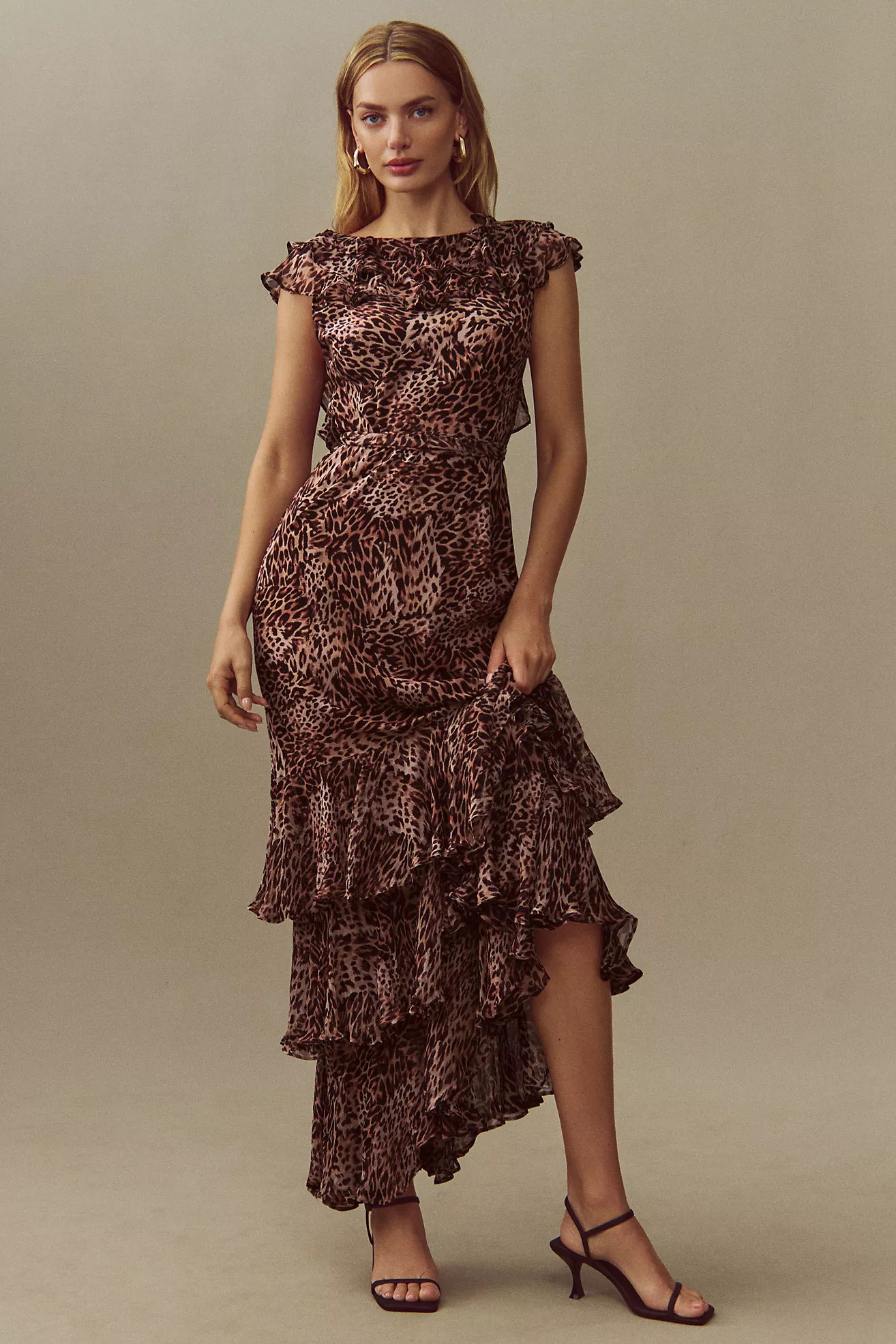 RIXO Rio Animal-Printed High-Neck Tiered Maxi Dress | Anthropologie (US)