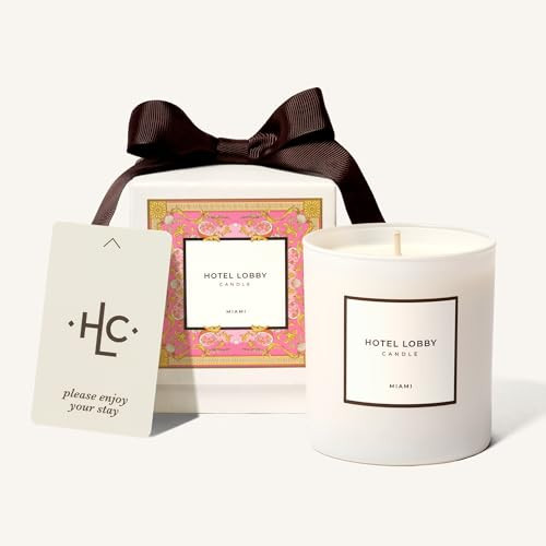 Hotel Lobby Miami Candle – Luxury Hand-Poured 9.75oz Soy Wax with Coconut, Sandalwood, and Bergamot – Infused with Essential Oils, 65-Hour Burn Time, Reusable Vessel, Clean Burn | Amazon (US)