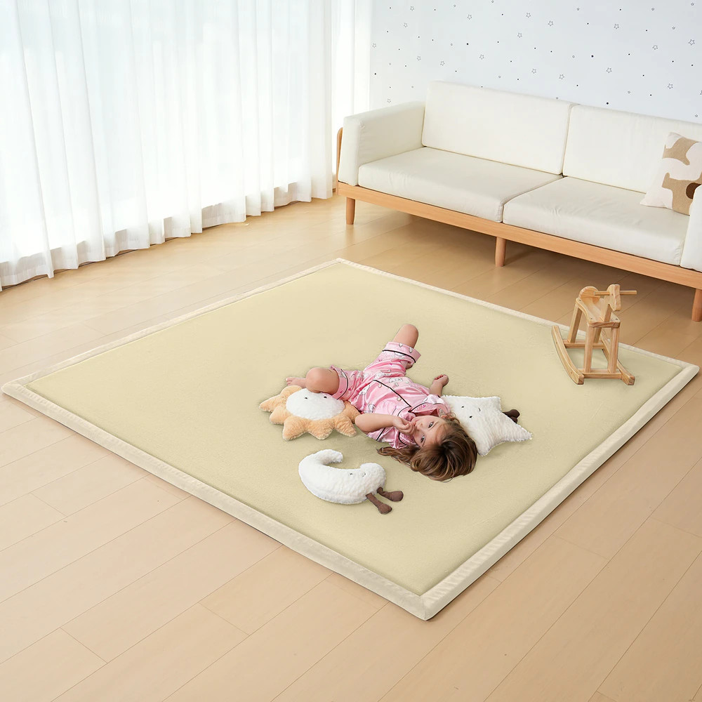 Esazn 70-in x 80-in Beige-M Foam Non-Slip Grip Indoor Home Play Mat one_size in Yellow | I1600155-U | Lowe's