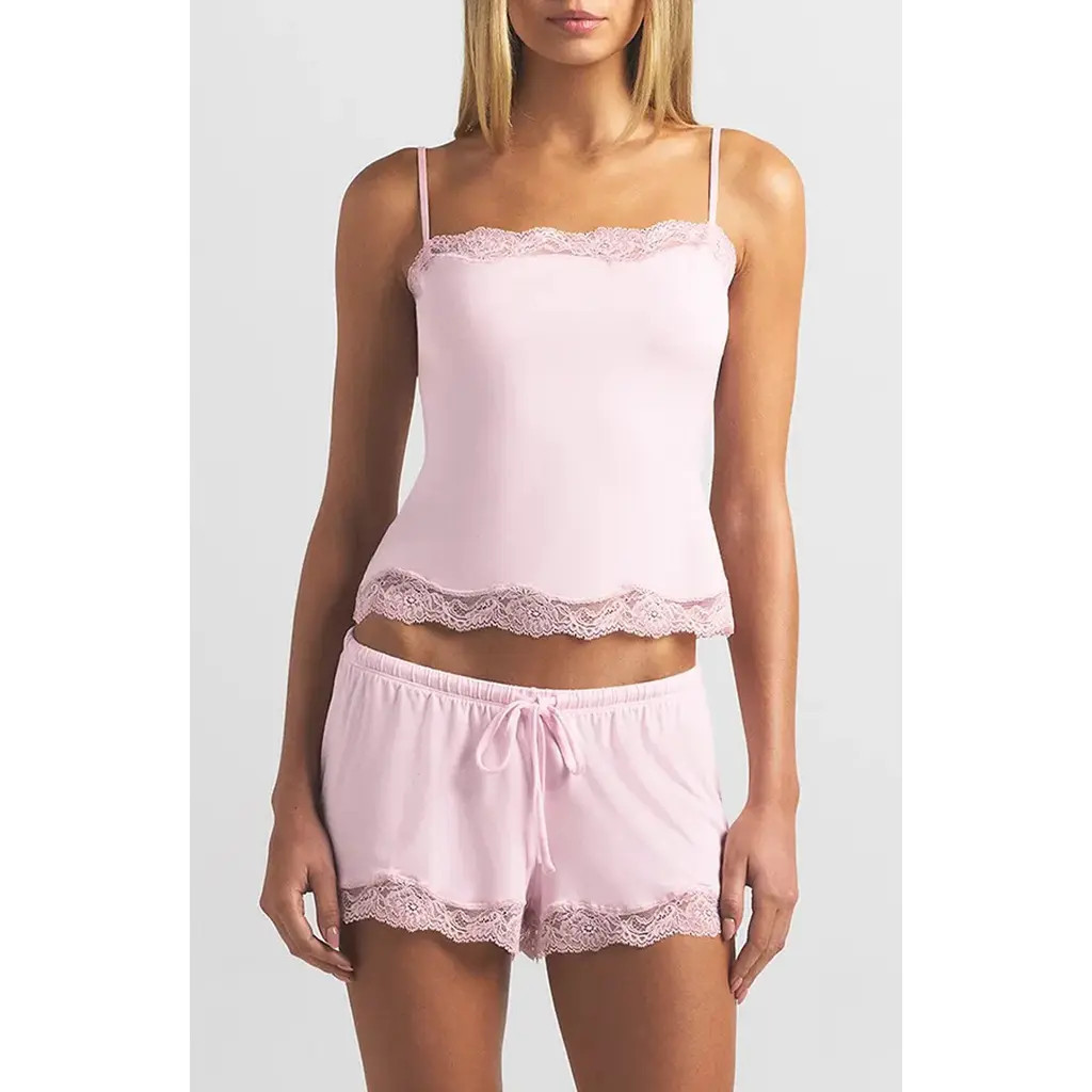 SKIMS Lace Trim Pajamas in Bloom at Nordstrom, Size X-Small | Nordstrom