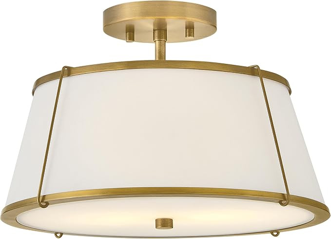 Hinkley Clarke Medium Semi-Flush Mount Ceiling Light, Off-White Linen Shade, Classic, Diffuser, L... | Amazon (US)