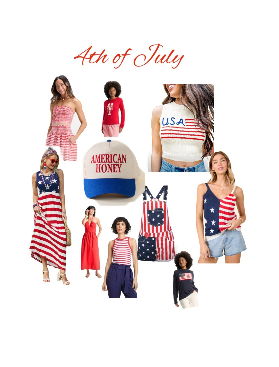 American flag outfit, tube top , summer sweater, maxi dress, shorts , overalls, tank top , summer outfit, hat , fourth of July 

#LTKFindsUnder100