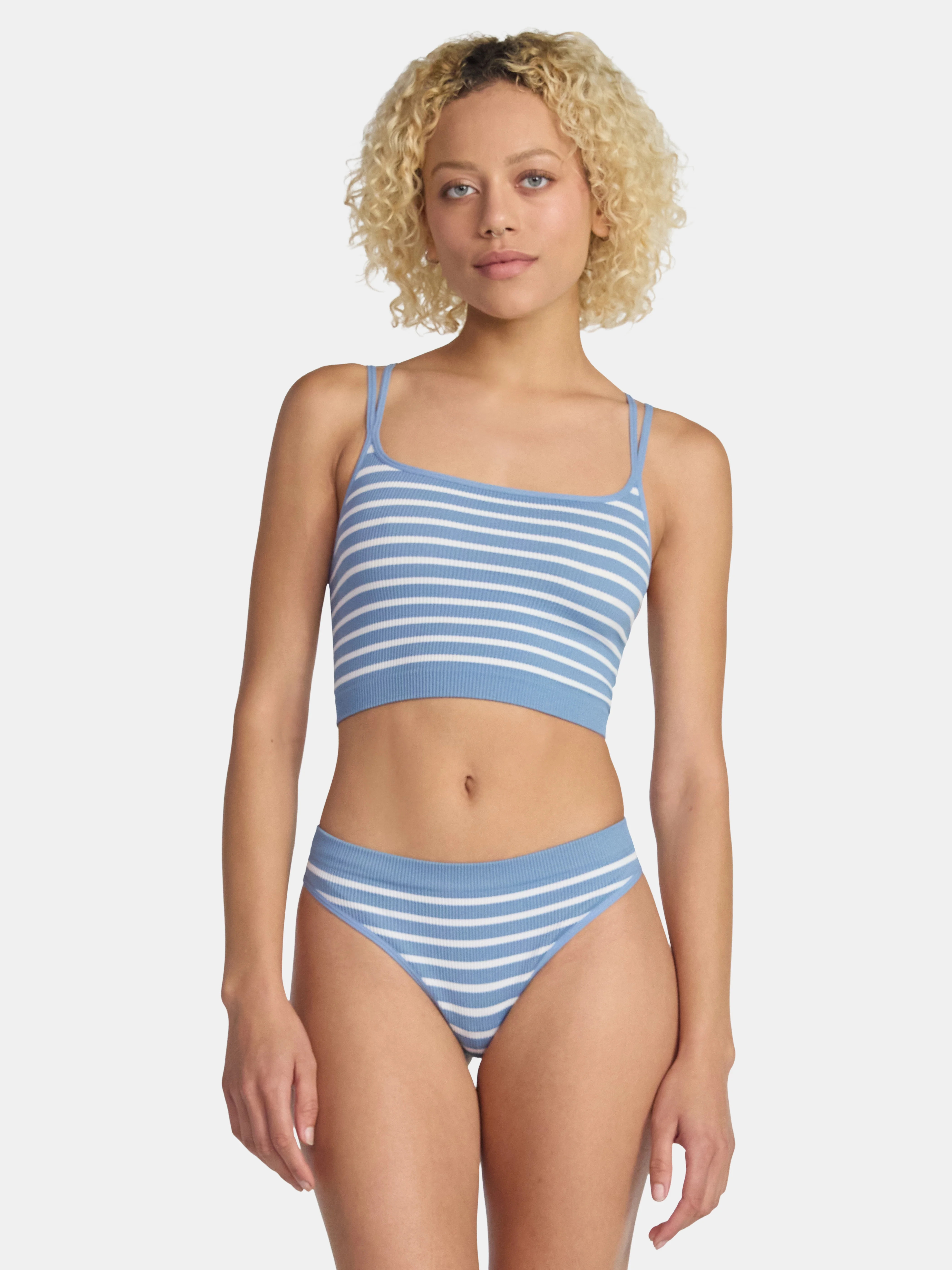 No Boundaries Women’s Seamless Cami Bra & Thong Panty Set, Sizes XS–XXXL | Walmart (US)