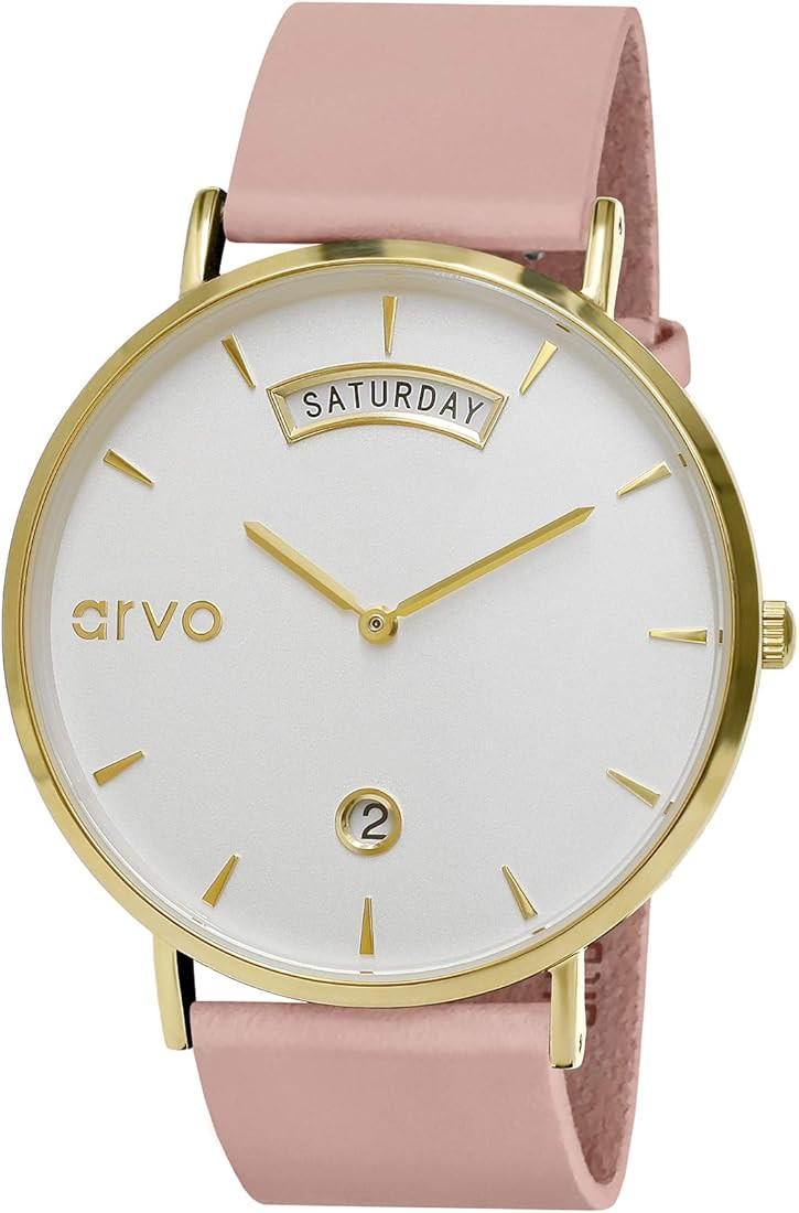 The Awristacrat Watch -Gold - Blush Leather Band 36mm | Amazon (US)