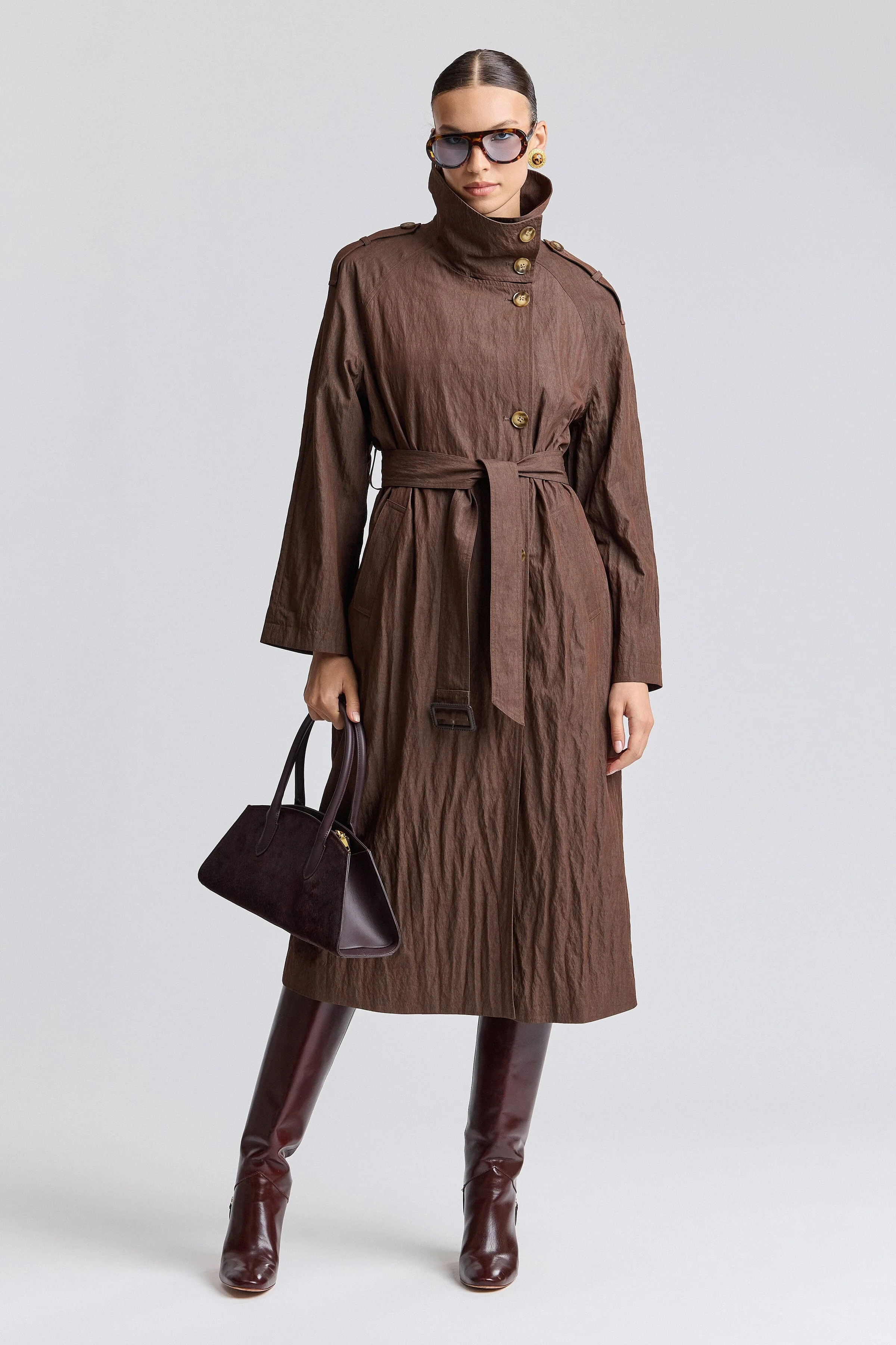 Crinkle Viscose Blend Maxi Trench Coat | Avec Les Filles