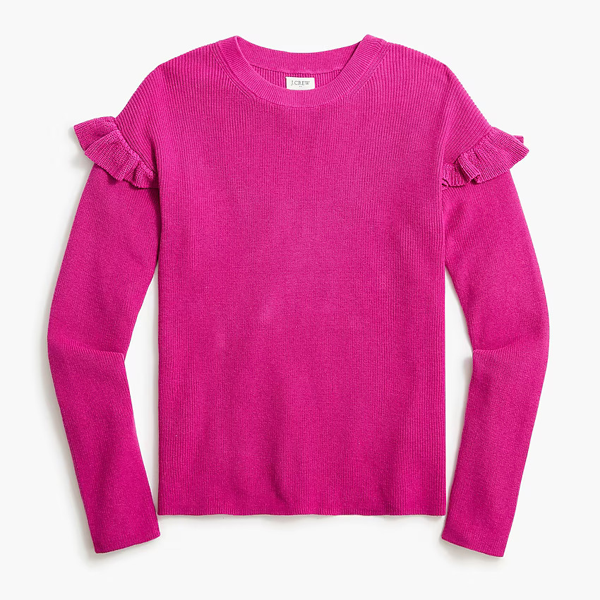 Cotton ruffle-sleeve sweater | J.Crew Factory
