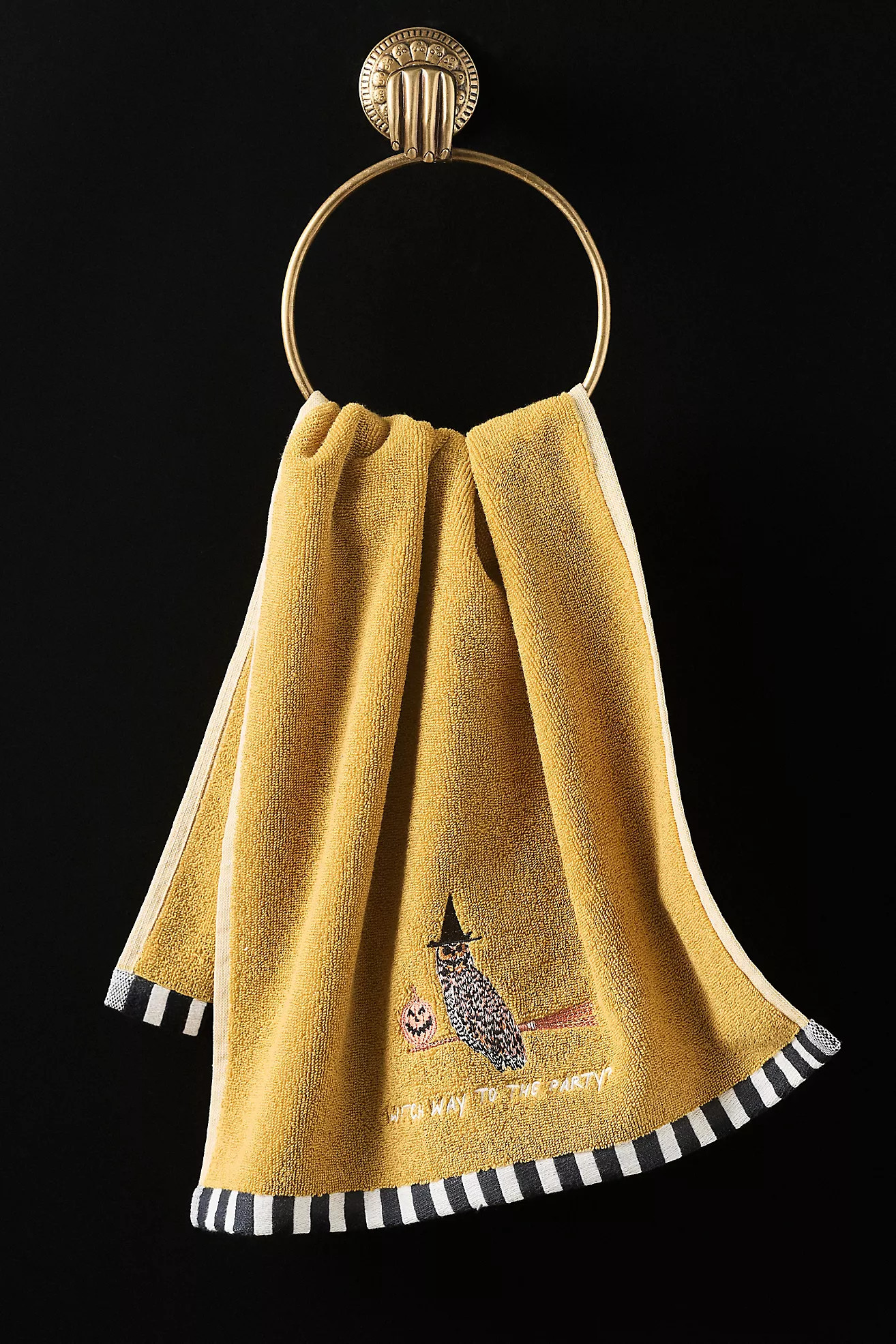 Halloween Cotton Icon Embroidered Hand Towel | Anthropologie (US)