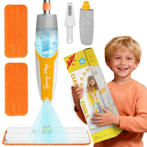 Kids Spray Mop Cleaning Set - Realistic Pretend Play Cleaning Toys for Toddlers 4+ | Functional Water Spray Mop with 2 Washable Pads & Scraper | Montessori Household Educational Gift for Boys & Girls | Amazon (US)