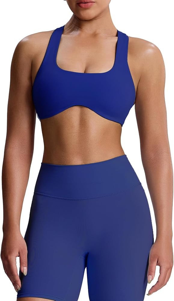 Aoxjox Women's Workout Sports Bras Fitness Define Sculpt Racerback Bra Yoga Crop Tank | Amazon (US)