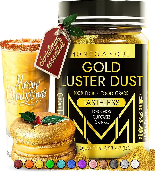 MONÉGASQUE Gold Edible Glitter for Drinks 15g – Christmas Sprinkles Edible Glitter for Cakes &... | Amazon (US)