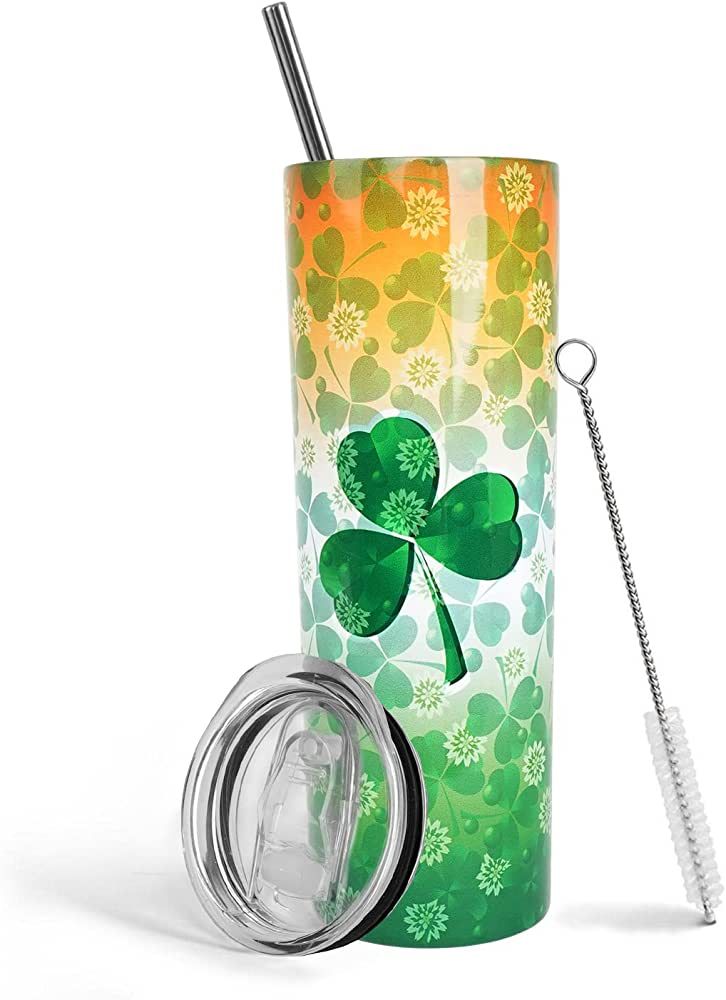 Yuzlin St Patrick Tumbler With Lid and Straw Stainless Steel 20oz St Patrick Skinny Tumbler Insul... | Amazon (US)