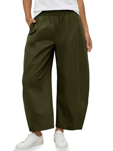 Fisoew Womens Wide Leg Barrel Pants Summer High Waisted Harem Pants Casual Cotton Baggy Trousers ... | Amazon (US)