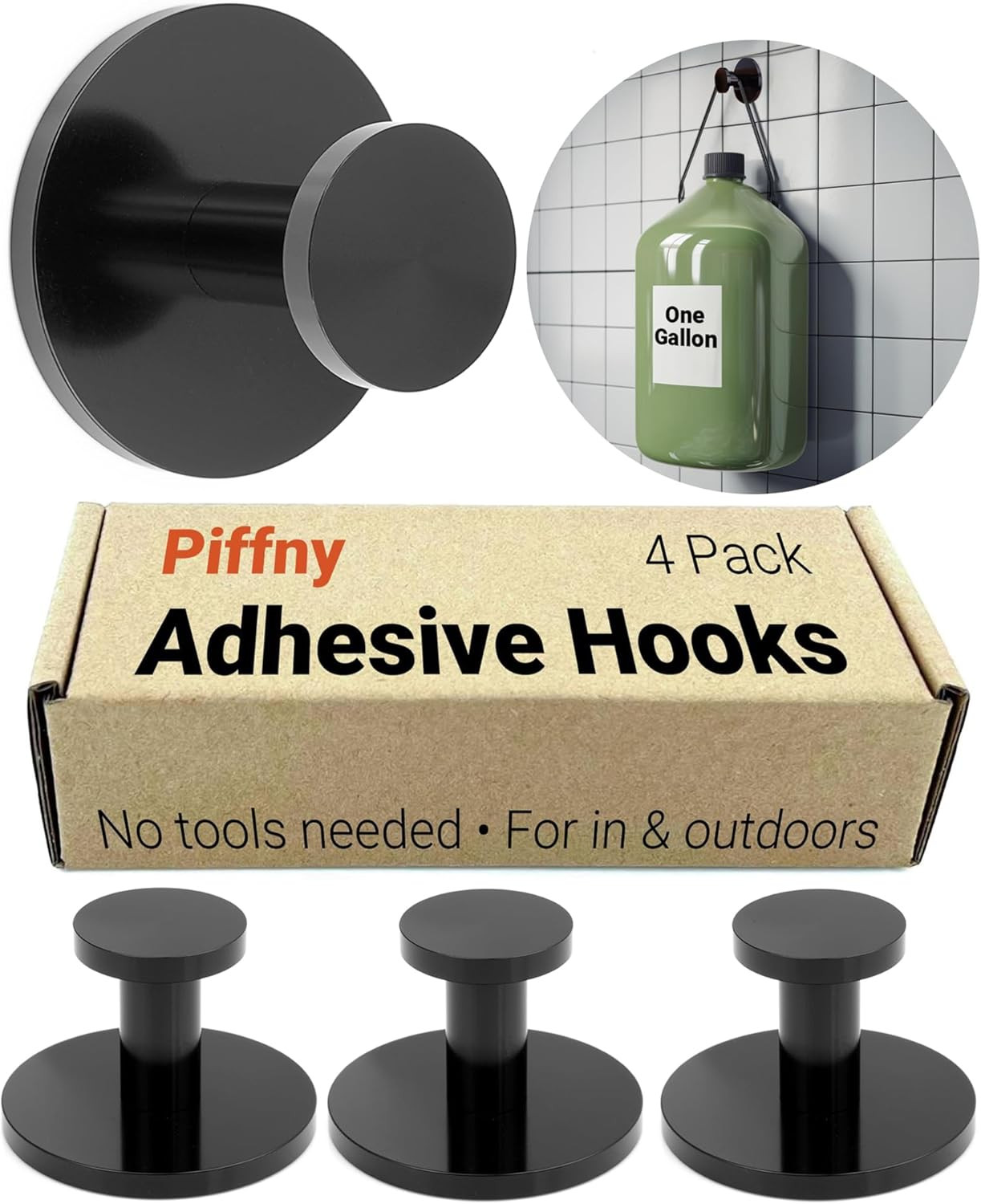 Round Adhesive Hooks for Hanging Towels, Clothes, Keys, and Robes in The Bathroom, Shower, Closet... | Amazon (US)